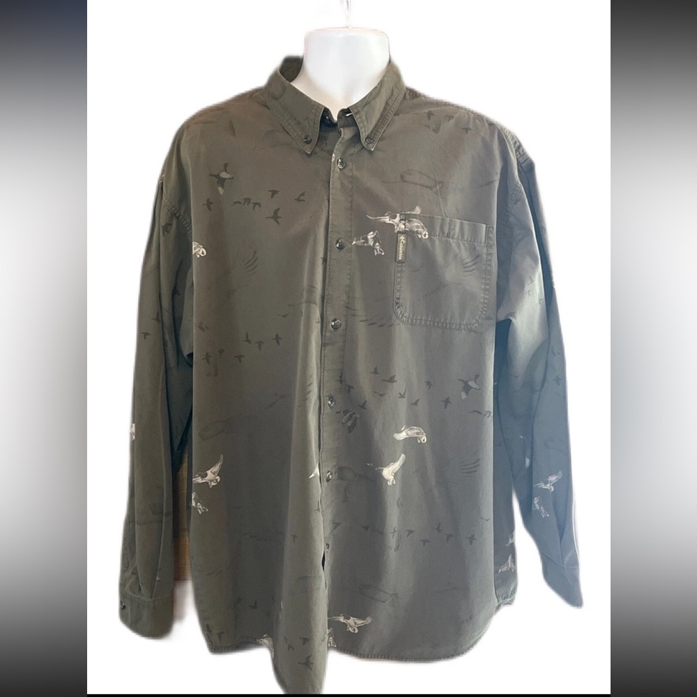Columbia River Lodge Shirt Mens M Button Down Geese Hunting Long Sleeve